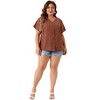 Agnes Orinda Women's Plus Size V-Neck Single Breasted Floral Print Blouses - 3 of 4