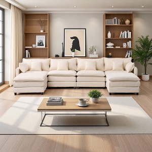 131.89" Chenille U-Shaped Modular Sectional Sofa, 6-Piece Set - 1 of 4