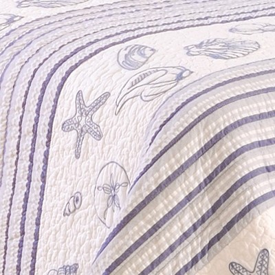 Seaside Shells Nautical Embroidered Cotton Standard Sham Set