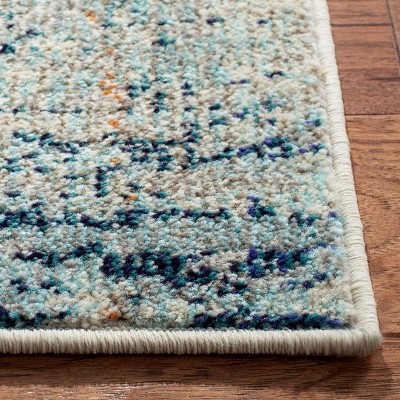 Rectangular Light Blue and Beige Synthetic Area Rug