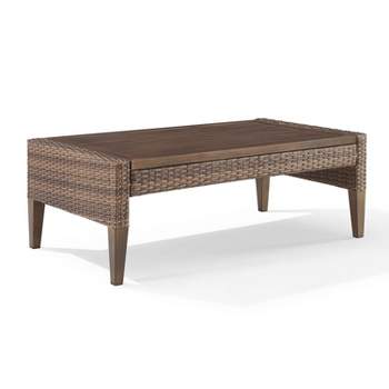 Capella Outdoor Wicker Coffee Table - Brown - Crosley