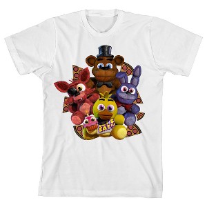 Five Nights At Freddy’s Plush characters Youth White Crew Neck Short Sleeve T-shirt - 1 of 4