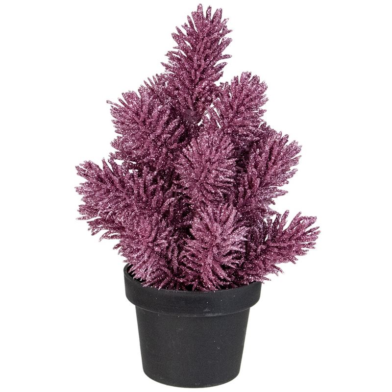 Northlight 8.5" Pink Potted Metallic Glitter Artificial Pine Christmas Tree - Unlit, 1 of 4