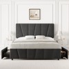 Twin/Full/Queen/King Bed Frame with Adjustable Headboard & 2/4 Drawers, Linen/Vel vetUpholstered Platform Bed Frame, No Box Spring Needed - 2 of 4