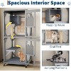 Acekool 68" Outdoor Cat Enclosure on Wheels, Weatherproof Roof, 4 Platforms, Resting Box & Scratch Post, Portable Catio House, Grey - 3 of 4
