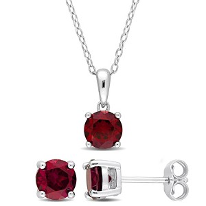 EVERLY JEWELRY | Sterling Silver Created Gemstone and Multiple Gemstones 2-Piece Set of Pendant with Chain and Earrings - 1 of 3