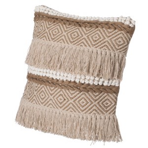 Deerlux 16" Decorative Handwoven Cotton Throw Pillow Cover with Embossed Dots with Insert - 1 of 4
