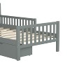 Vynxaria Twin Size Wood Platform Bed with Guardrails and Two Storage Drawers in White - 4 of 4
