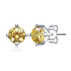 Guili Baby/Kids Sterling Silver Cubic Zirconia Earrings for a Sparkling Look - Colors: Red, Purple, Clear, Blue, Green, White, Yellow. - 1 of 3