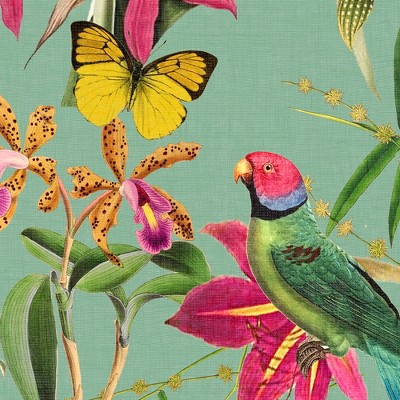 Paradiso Tropical Botanical Green and Multicolor Wallpaper Sample