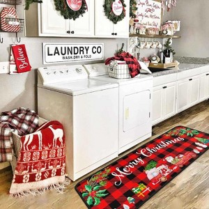 2-Piece Christmas Kitchen Rug Set, Red Non-Slip Holiday Mats for ...