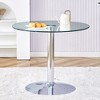 DOMETOUR 35-inch Glass Top Modern Round Dining Table with Silver Metal Legs for Dining, Living, or Meeting Rooms - 2 of 4