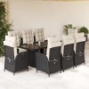 vidaXL Patio Dining Set with Cushions Table and Chair Furniture Poly Rattan - Black and Cream Glass 8 Piece - 2 of 4
