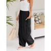 Women's Casual Pants Elastic Waist Pleated Mid Rise Straight Leg Tros with Side Pockets - 4 of 4