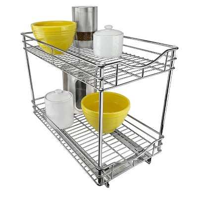 Lynk Professional 11" x 18" Slide Out Double Shelf - Pull Out Two Tier Sliding Under Cabinet Organizer