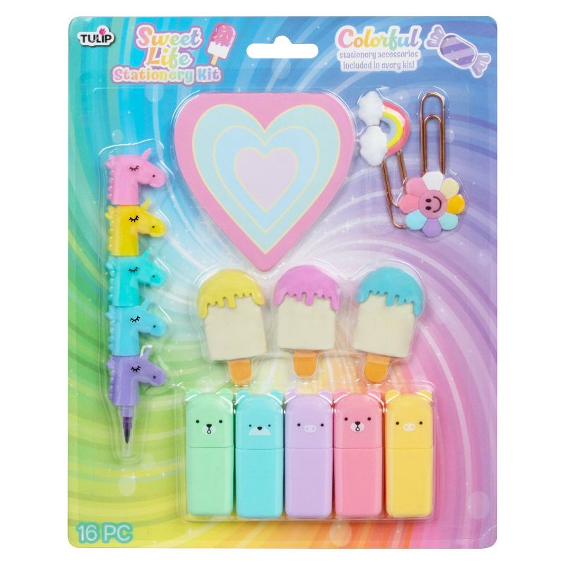 Tulip Color Rockin&#39; Raoinbow Stationary Kit Fun Unicorn Flower and Candy Stackable Markers, 1 of 6
