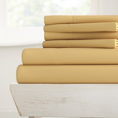 Solid 6 Piece Sheet Set - Ultra Soft, Easy Care - Becky Cameron, Gold, California King