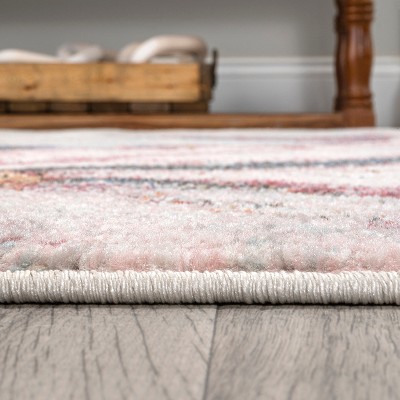 Pastello 4' x 6' Gray Abstract Muted Floral Synthetic Area Rug