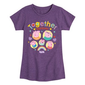Girls' - Peppa Pig - Together Forever Fitted Short Sleeve Graphic T-Shirt - 1 of 4