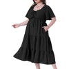 Agnes Orinda Women's Plus Size Sweetheart Neck Short Sleeve Ruffle Hem Tiered Flowy Summer A Line Maxi Dresses with Pockets - 2 of 4