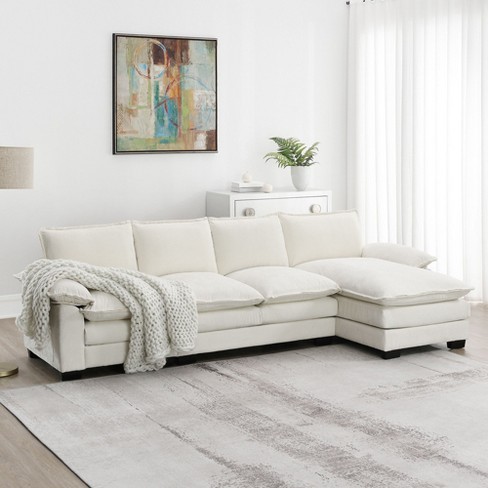 Modern L-Shaped Chenille Sofa, 5-Seater with Double Cushions, Sleeper Couch for Living Room. - image 1 of 4