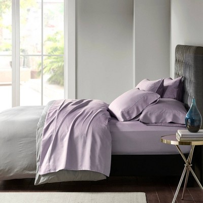 Queen Purple Cotton Polyester Solid Cover Sheet Set