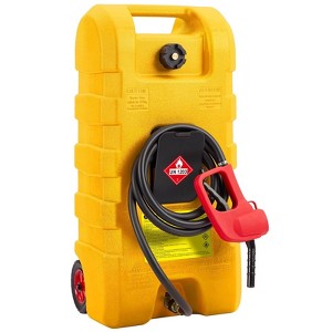 Fuel Caddy, 15 Gallon Portable Fuel Delivery Tank with 10Ft Delivery Hose and Wheels, Diesel and Gasoline Fuel Tank - 1 of 4