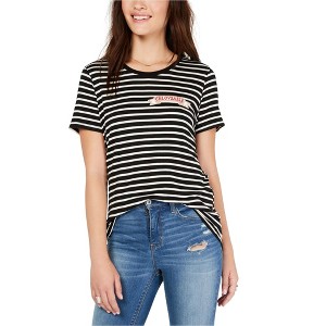Carbon Copy Womens Striped Patch Embellished T-Shirt - 1 of 1