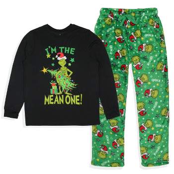 Dr. Seuss How The Grinch Stole Christmas Lights Sleep Pajama Set (large ...