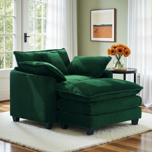 EHMKNP  40''W Comfy Cloud Sofa Armchair - Corduroy Oversized Chair & Ottoman Set, Plush Upholstery & Extra Deep Seat for Small Apartment Living Rooms - 1 of 4