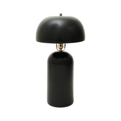 HomeRoots 23" Distressed Black Ceramic Table Lamp With Black Drum Shade