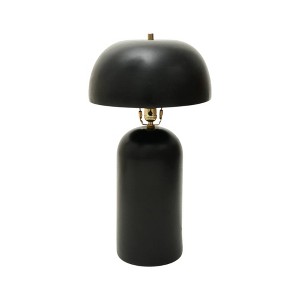HomeRoots 23" Distressed Black Ceramic Table Lamp With Black Drum Shade - 1 of 4