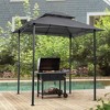 Outdoor Grill Gazebo 8 x 5 Ft, Shelter Tent, Double Tier Soft Top Canopy and Steel Frame with hook and Bar Counters, Grey - 2 of 4