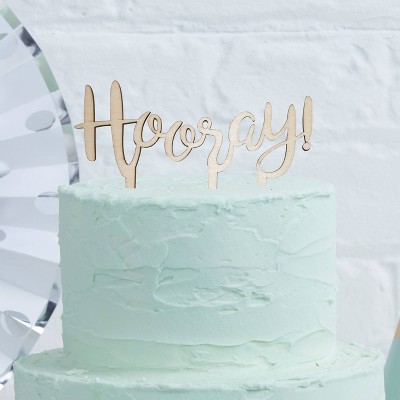 "Hooray" Wooden Cake Topper