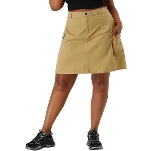 Agnes Orinda Women's Plus Size A-Line Zipper Front Flare Denim Mini Skirts - 1 of 4