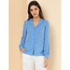 INSPIRE CHIC Women's Vintage Notched Lapel Long Sleeve Printed Button Down Tops - 3 of 4