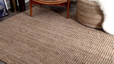 Off White Rectangular Handmade Wool Area Rug 6' x 9'