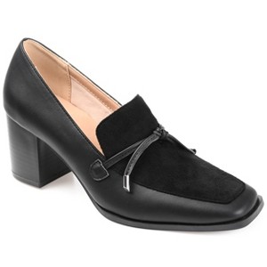 Journee Collection Womens Crawford Square Toe Mid Stacked Heel Pumps - 1 of 4