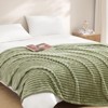 Itopfox Super Soft Lightweight Throw Blanket for Couch, Bed, Sofa – 280GSM Cozy Throws with Stripe, 3D Ribbed Jacquard, Plush Fuzzy Warm - 3 of 4