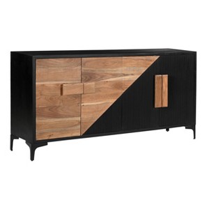 Treasure Trove Accents 4 Door Credenza Methone Natural/Black: Acacia Wood, Divided Storage, Adult Assembly Required - 1 of 4