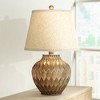 360 Lighting Buckhead Modern Accent Table Lamp 22" High Warm Bronze Brown Sculptural Geometric Drum Shade for Bedroom Living Room Bedside Nightstand - 2 of 4
