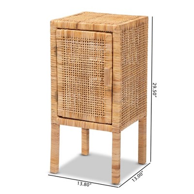 Natural Mahogany and Rattan Bohemian Night Table