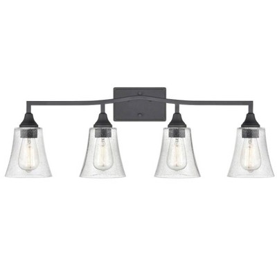 Matte Black 4-Light Vanity Fixture with Clear Glass Shades