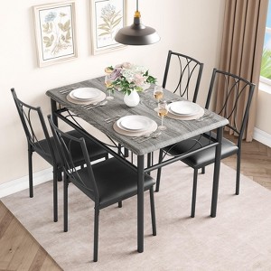 5 Piece dinette Table Set with 4 Upholstered Chairs, Rectangular Dining Room Table Set of 4 - 1 of 4