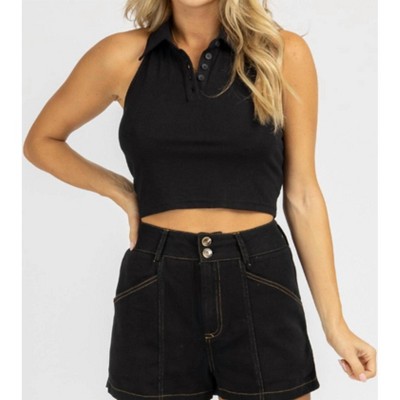 Women's COLLARED HALTER TANK - Bailey Rose