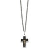 Chisel Stainless Steel with 14K Gold Accent with Black Enamel Crucifix Pendant on a 24" Curb Chain Necklace - 3 of 4
