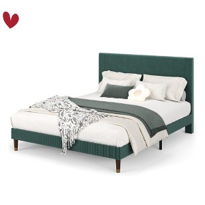 Modern Twin/Full/Queen/KING Bed Frame with Upholstered Headboard and Strong Metal Slats Support, No Boxing Spring Needed - 1 of 4