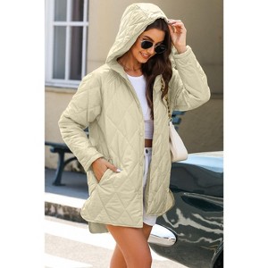 Quilted Snap Button Hooded Coat - 1 of 1