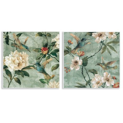 Stupell Industries Hummingbirds & Florals 2pc Wall Plaque Art Set