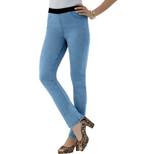 Roaman's Women's Plus Size Invisible Stretch All Day Straight-Leg Jean - 1 of 4